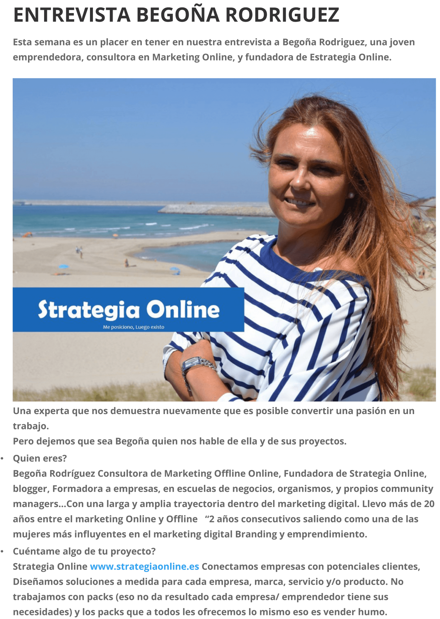 Entrevista: Conociendo los comienzos de Begoña Rodríguez Founder Strategia Online.